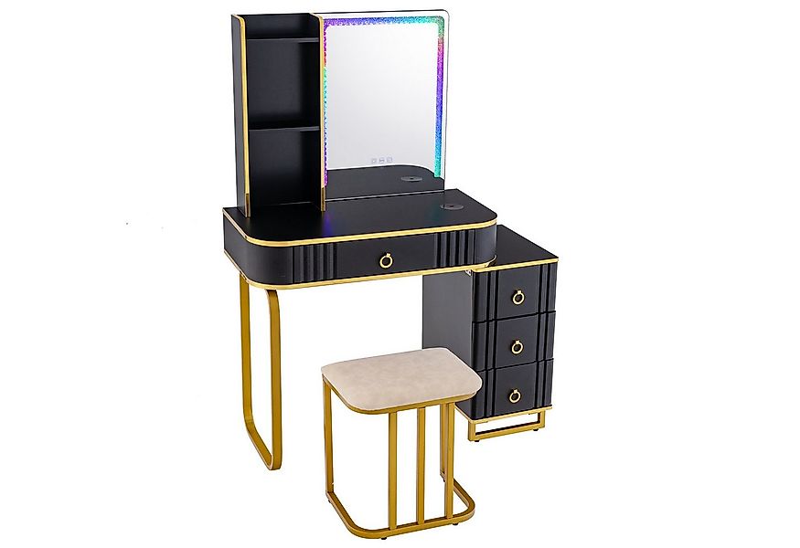 COSTWAY Schminktisch, mit 14 dimmbaren LED-Leuchten, USB-Anschluss, Hocker günstig online kaufen
