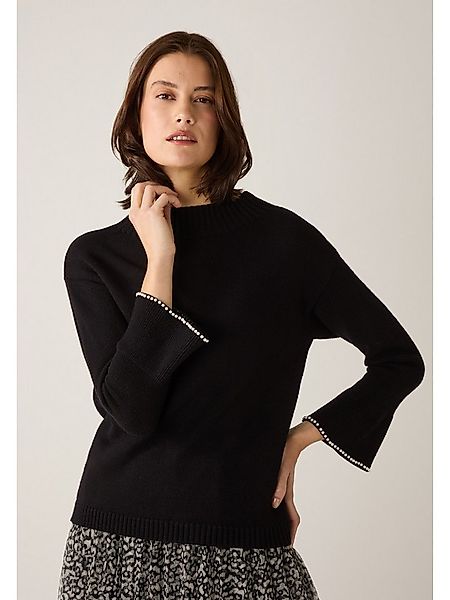 MORE&MORE Rundhalspullover softer Strickpullover mit Perlensaum günstig online kaufen