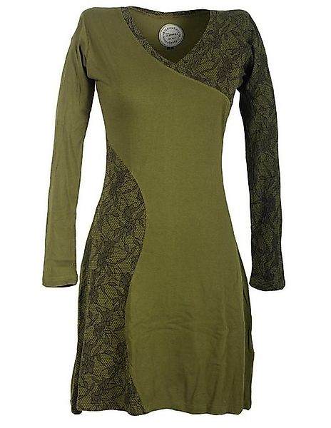 Vishes Jerseykleid Asymmetrisches Lagenlook Kleid mit Spitze bedruckt Hippi günstig online kaufen