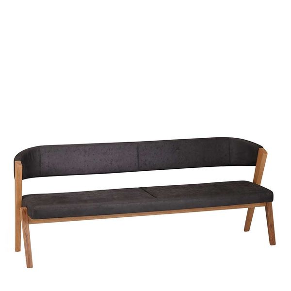 Sitzbank Esszimmer in Anthrazit Microfaser Gestell Wildeiche günstig online kaufen