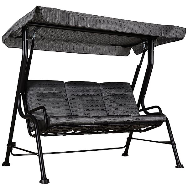 Outsunny Hollywoodschaukel Gartenschaukel mit Sonnendach, 3-Sitzer, günstig online kaufen