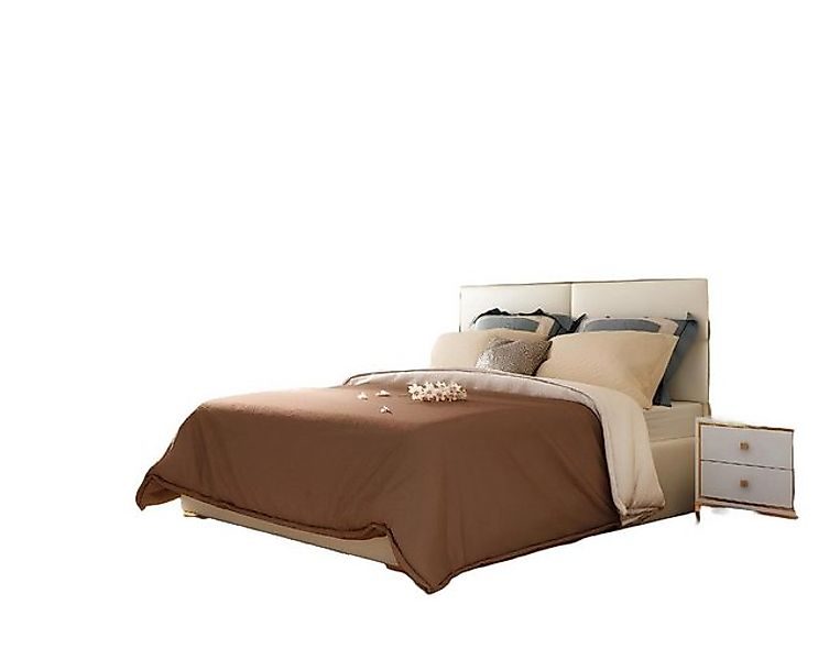 JVmoebel Bett Doppel Hotel Schlafzimmer 180x200cm Leder Metall Betten Weiß, günstig online kaufen
