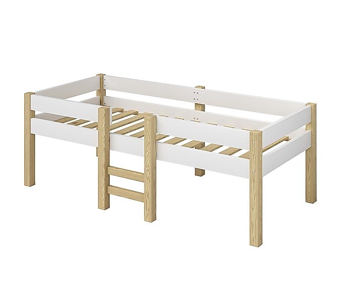 Bellabino Hochbett Aspy mit Rausfallschutz und Lattenrost 90x200 cm (natur günstig online kaufen