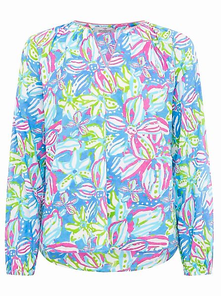 Zwillingsherz Schlupfbluse ""Blumentraum"", mit Blumenmotiv und farbiger Ka günstig online kaufen