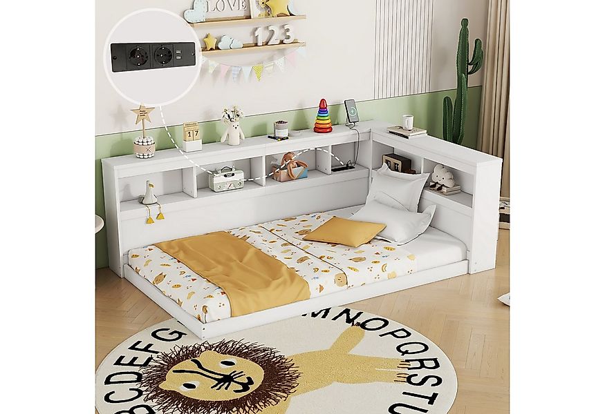 Flieks Kinderbett, Kinderbett Einzelbett 90x200cm mit Ablagefächer und Lade günstig online kaufen