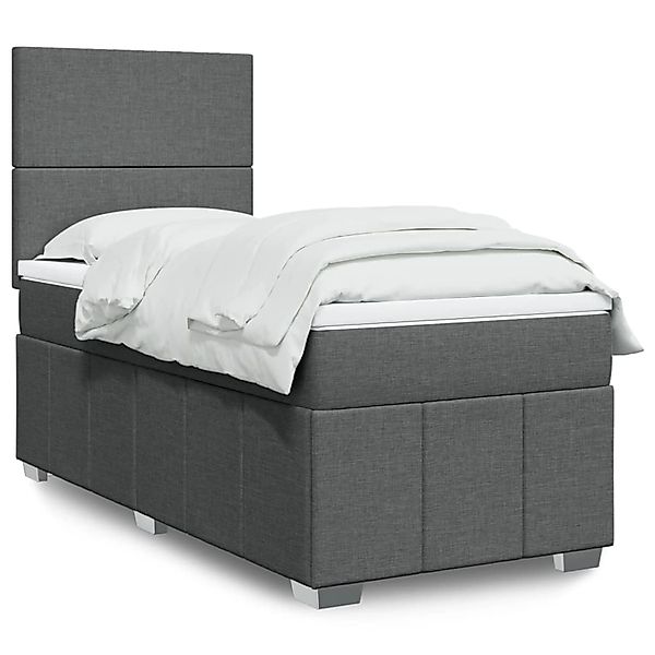 vidaXL Boxspringbett mit Matratze Dunkelgrau 100x200 cm Stoff 3293873 günstig online kaufen