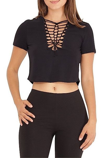 PUREWONDER Crop-Top Kurzarm Shirt mit V-Ausschnitt dr7 Jersey günstig online kaufen