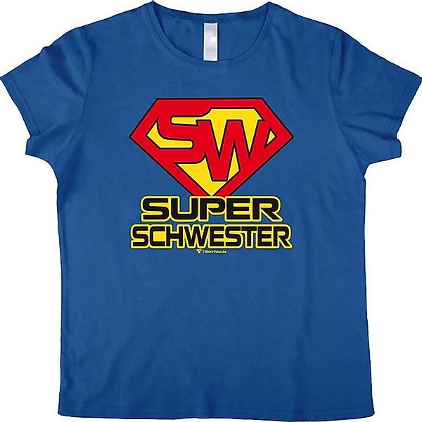 T-Shirt Total T-Shirt Blaues Damenshirt "Super Schwester" - Geschenkidee günstig online kaufen