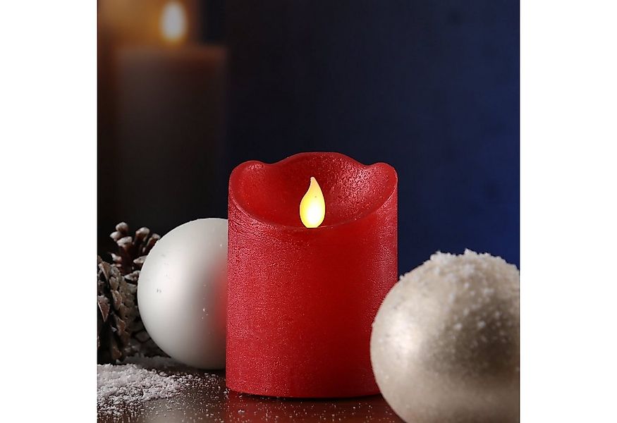 MARELIDA LED-Kerze mit beweglicher Flamme Echtwachs Rustik-Optik H: 10cm Ti günstig online kaufen