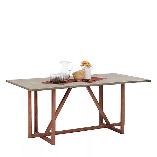 Esszimmer Tisch in Beton Grau und Mangobaum 180 cm breit günstig online kaufen