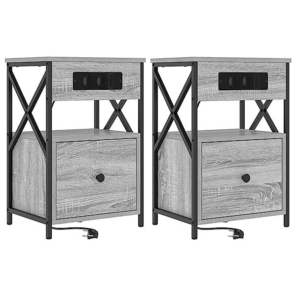 vidaXL Nachttisch 2 Stk Grau Sonoma 40 x 31 x 60 cm Holzwerkstoff 859497 günstig online kaufen