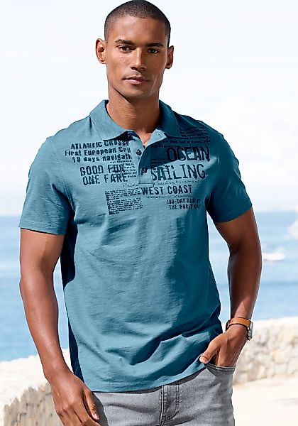 John Devin Poloshirt "mit Print", Regular-Fit, aus Slub-Qualität, mit Print günstig online kaufen