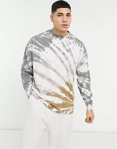 ASOS DESIGN – Langärmliges Oversize-Shirt aus Bio-Material mit tonalem Bati günstig online kaufen