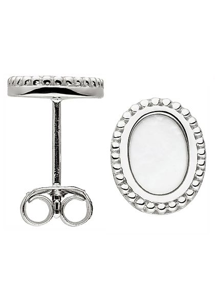 JOBO Paar Ohrstecker "Ovale Ohrringe mit Perlmutt", 925 Silber rhodiniert günstig online kaufen