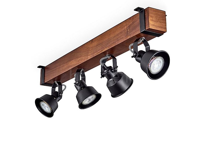 hofstein Deckenleuchte moderne Deckenlampe aus Metall/Holz in Schwarz/Dunke günstig online kaufen