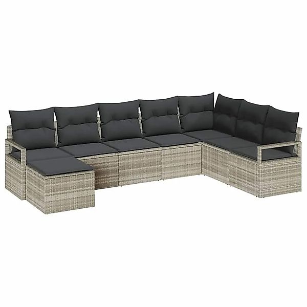 vidaXL Sofa Set mit Kissen mit Speicher 7-Tlg Hellgrau Poly-Rattan 3355141 günstig online kaufen
