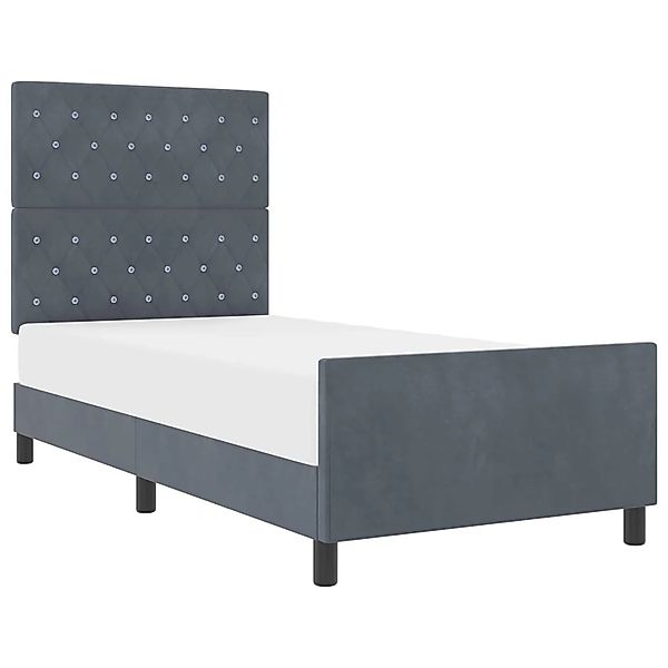 vidaXL Boxspringbett mit Kopfteil Dunkelgrau 90 x 190 cm Samt 3344844 günstig online kaufen