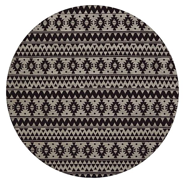 MeGusta Flachflor Teppich Vintage Schwarz Polyester (D) Ø 120 cm Luisa günstig online kaufen