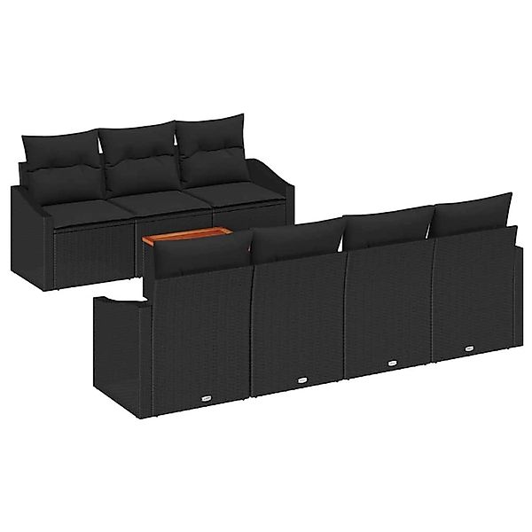 vidaXL Garten-Sofa-Set mit Kissen 8-Tlg Schwarz Poly Rattan 3347793 günstig online kaufen