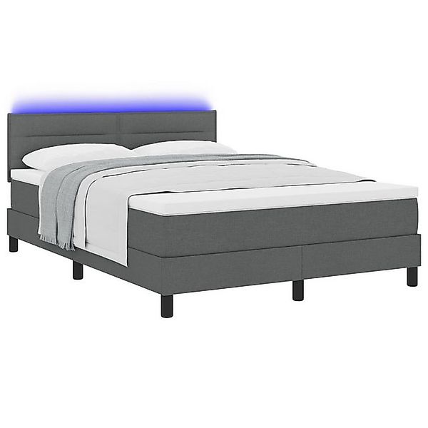 vidaXL Bett Boxspringbett mit Matratze & LED Dunkelgrau 140x190 cm Stoff (1 günstig online kaufen