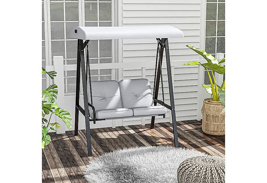 Outsunny Hollywoodschaukel mit Verstellbarem Dach, Kissen, 2-Sitzer, Verste günstig online kaufen
