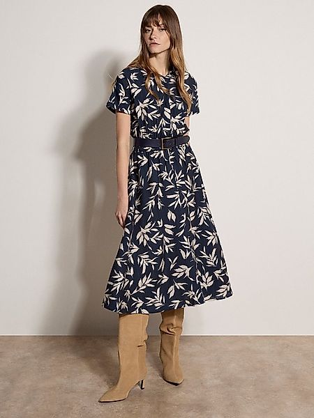 Apricot Midikleid Midi-Kleid mit strukturiertem Blattmuster mit halber Knop günstig online kaufen