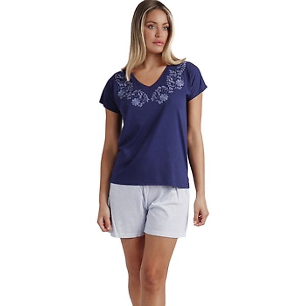 Admas  Pyjamas/ Nachthemden Pyjama Shorts T-Shirt Blue And Bleu Mod günstig online kaufen