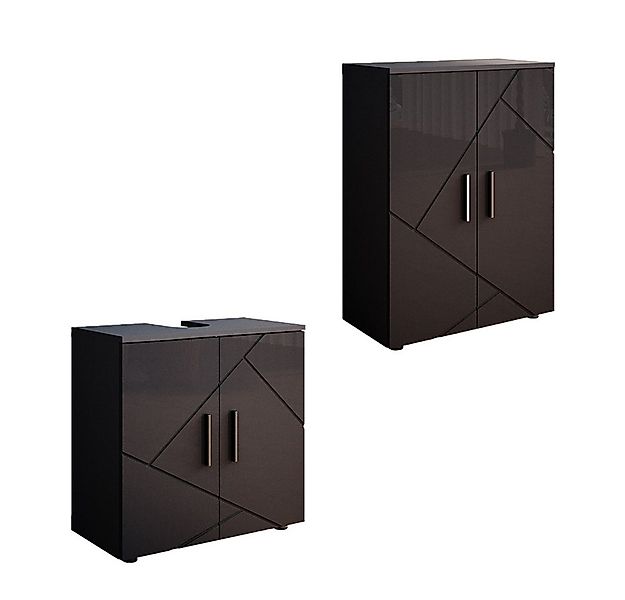 Vicco Badmöbel-Set Irma, Anthrazit Hochglanz/Anthrazit, 2 Teile, mit Midisc günstig online kaufen