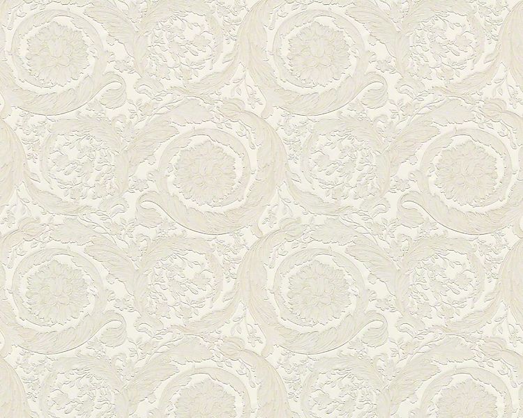 Metallic Mustertapete Versace wallpaper Versace 3 Barocco Flowers in Creme günstig online kaufen