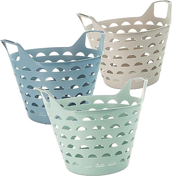 2friends Wäschekorb 3er Set Wäschewanne Flexi (1x blau, 1x grün,1x sand, 31 günstig online kaufen