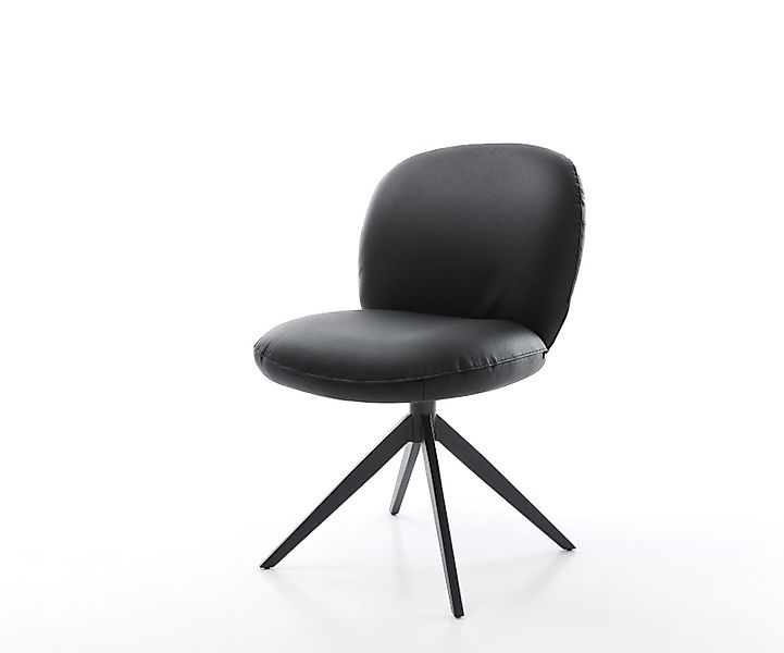 Drehstuhl Nube-Flex Echt-Leder Schwarz Kreuzgestell breit Schwarz 360° dreh günstig online kaufen
