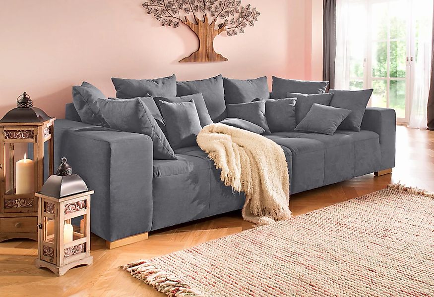 Home affaire Big-Sofa »Neapel«, mit vielen losen Kissen, in 2 Bezugsqualitä günstig online kaufen