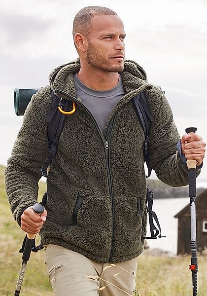 John Devin Kapuzenstrickjacke in weichem Teddyfleece günstig online kaufen