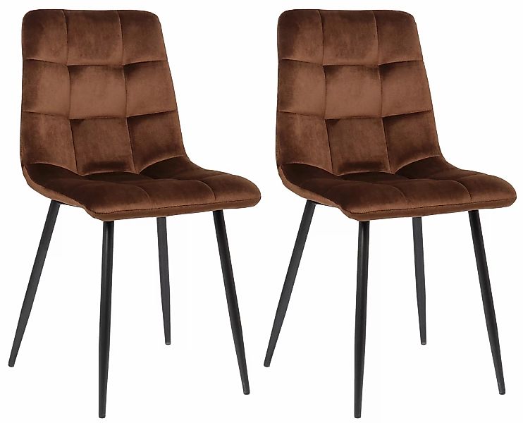 2er Set Esszimmerstuhl Tilde Samt Braun günstig online kaufen