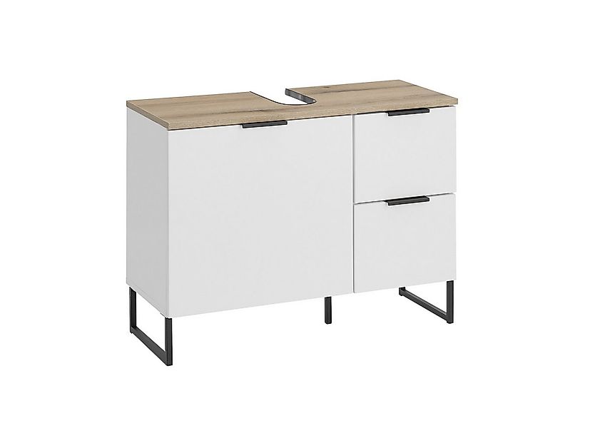 PREISBRECHER Waschbeckenunterschrank Denver 1 Tür, 2 Schübe, weiß matt / ev günstig online kaufen
