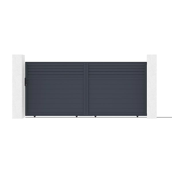 Casanoov Schiebetor Carpatia 400x180cm & Gartentür 100x180cm Aluminium Grau günstig online kaufen