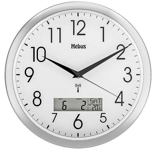 Mebus Wanduhr Mebus 19422 Funk Wanduhr 30 cm x 3 cm Silber günstig online kaufen