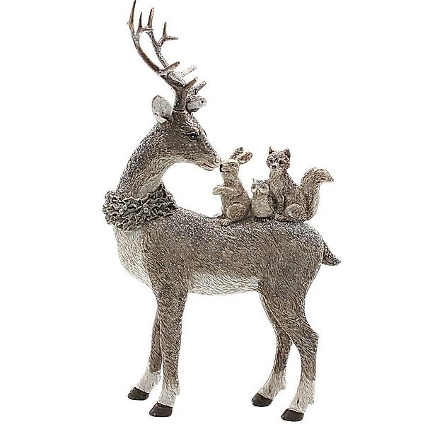Dekohelden24 Dekofigur Hirsch aus Poly Grau L/B/H 16x26x5cm günstig online kaufen
