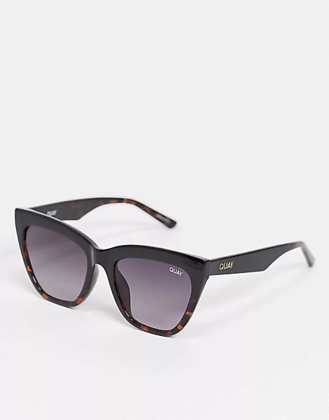Quay – For Keeps – Cat-Eye-Sonnenbrille für Damen in schwarzer Schildpattop günstig online kaufen