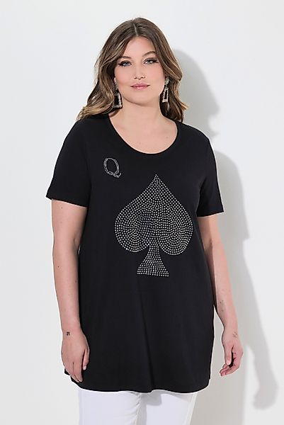 MIAMODA T-Shirt T-Shirt A-Linie Spielkarten-Motiv Glitzersteinchen günstig online kaufen