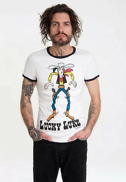 LOGOSHIRT T-Shirt Lucky Luke mit farblich abgesetzten Bündchen günstig online kaufen