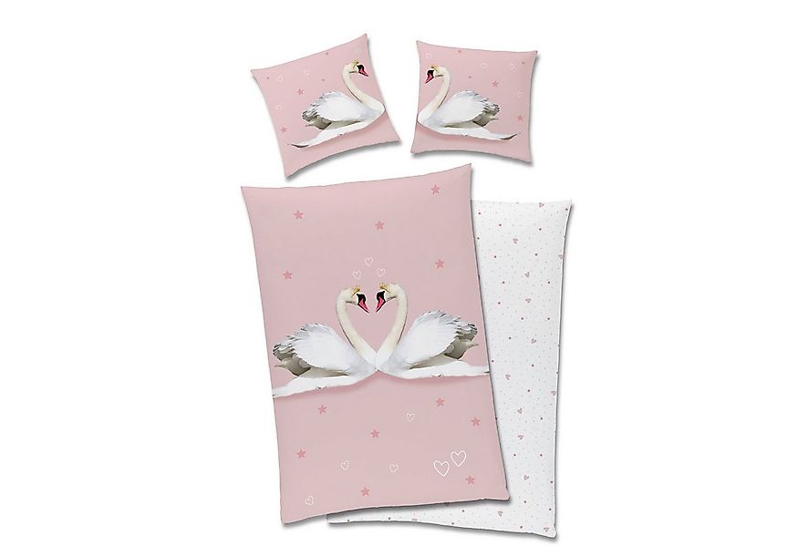 Familando Partnerbettwäsche "Liebes Schwan" Set 2-teilig, 135x200 80x80 cm, günstig online kaufen