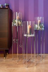 Fink Windlicht "ODEON" Kerzenhalter aus Edelstahl und Glas, Ø ca. 25 cm günstig online kaufen