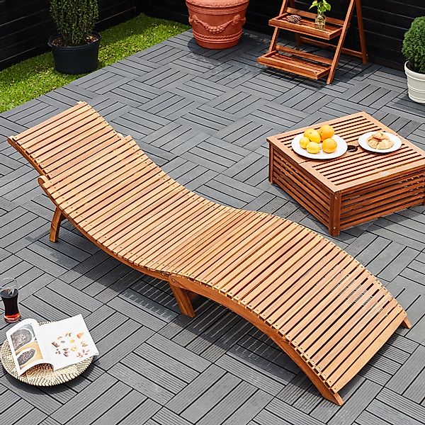 Casaria Holzfliesen 22x Klassik Anthrazit, Terrassenfliesen günstig online kaufen