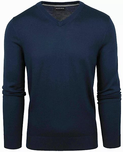 Suitable Merino Pullover V-Ausschnitt Navy - Größe 3XL günstig online kaufen