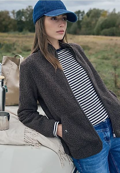 Jacke aus Teddy-Material mit Zipper günstig online kaufen