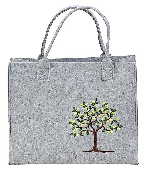 MF Einkaufsshopper Filztasche Grau mit Lebensbaum Motiv 28x35x14 cm günstig online kaufen
