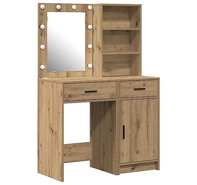 vidaXL Schminktisch Schminktisch Set mit Regal 2 pcs Artisan-Eiche Holzwerk günstig online kaufen