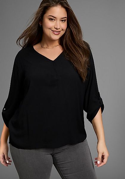 Laura Scott CURVE Schlupfbluse aus fließender Viskose mit Ärmelriegeln zum günstig online kaufen