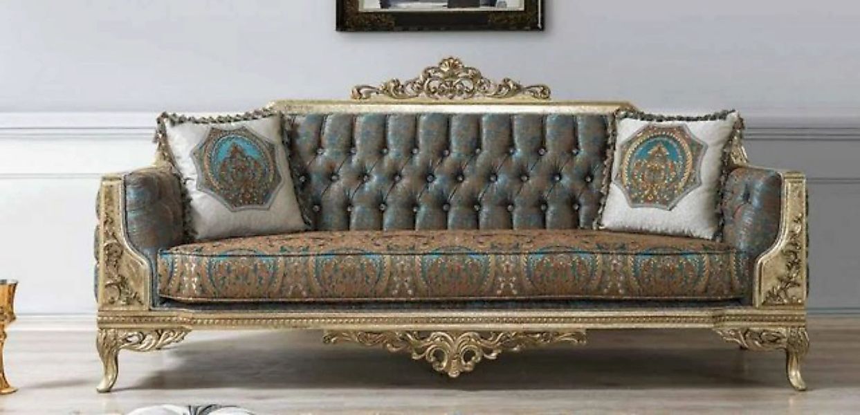 JVmoebel Sofa Chesterfield Sofa Couch 3er Samt Couchen Dreisitzer Barock Ro günstig online kaufen